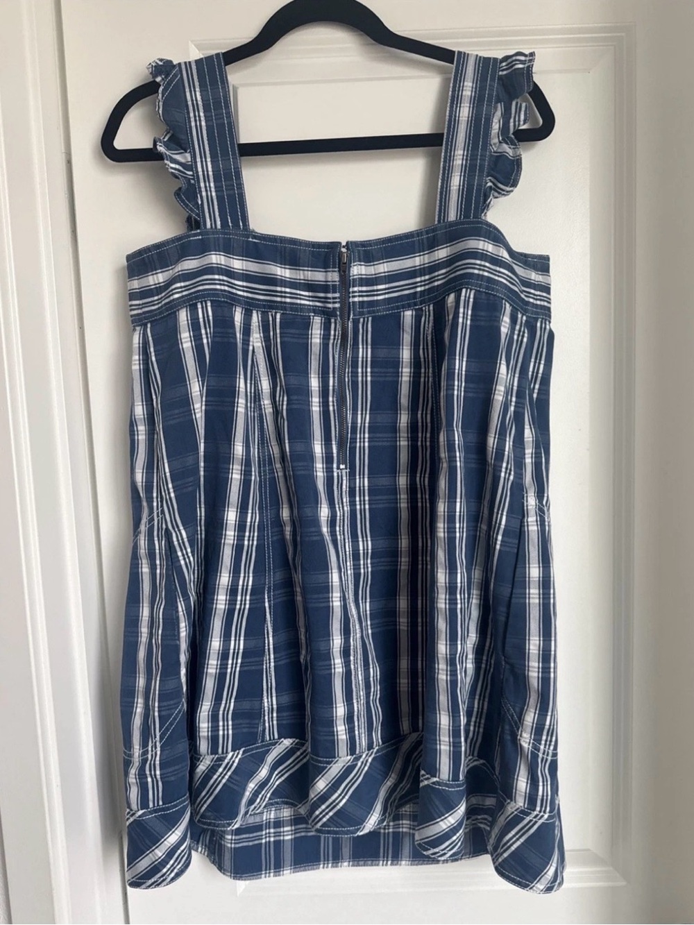 Pilcro Navy and White Striped Tie-Shoulder Mini Dress - Picture 4 of 8